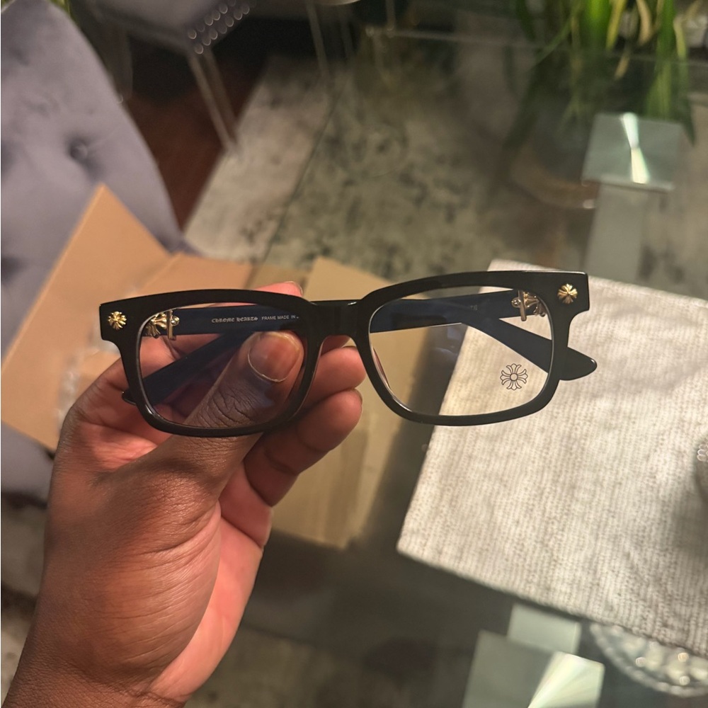 Chrome Hearts Black Sunglasses with Gold Accents